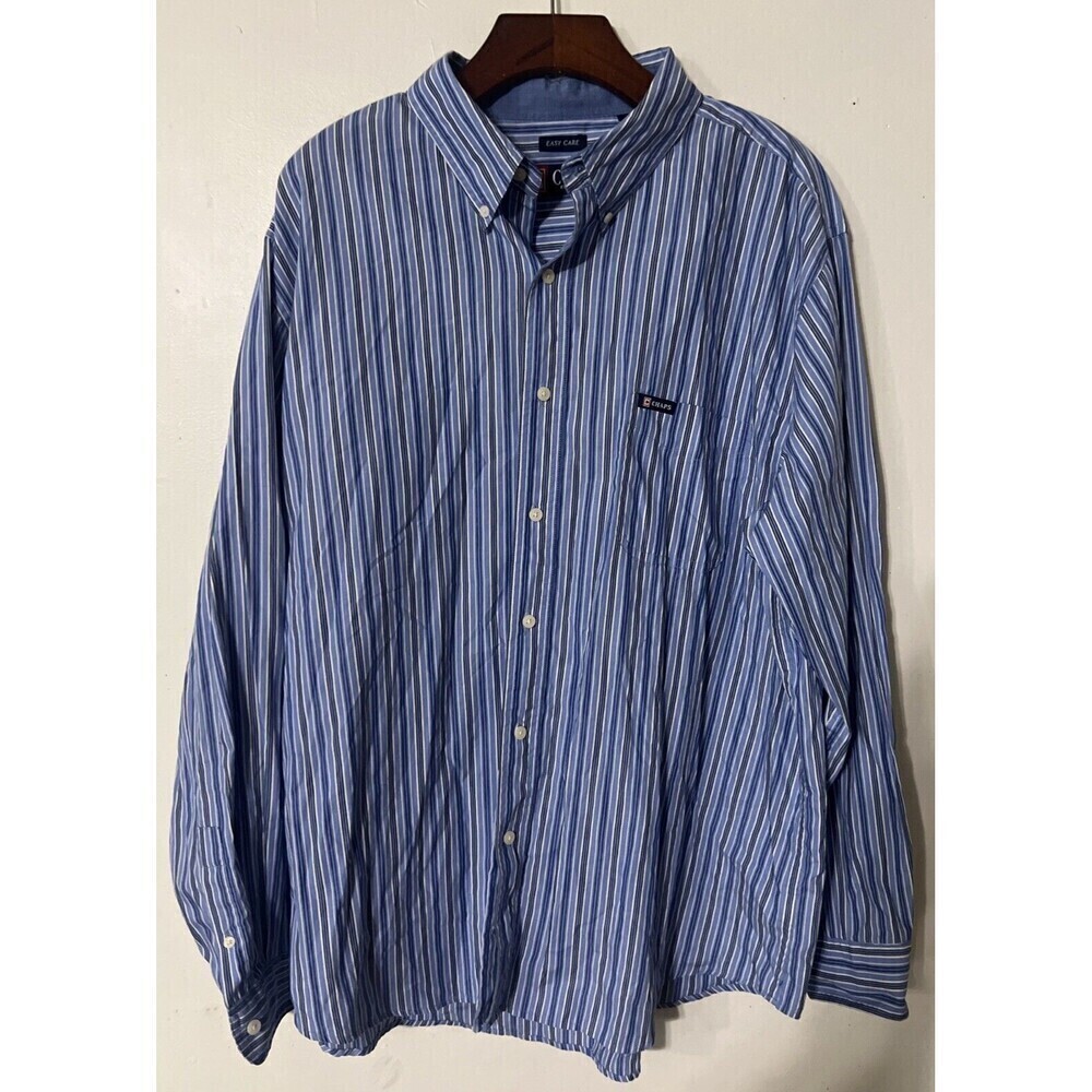 CHAPS NWOT MENS LONG SLEEVE SHIRT STRETCH EASY-CARE BUTTON-DOWN‎ SZ XXL STRIPED